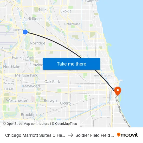 Chicago Marriott Suites O Hare Rosemont to Soldier Field Field Museum map