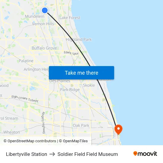 Libertyville Station to Soldier Field Field Museum map