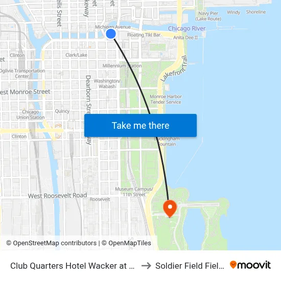 Club Quarters Hotel Wacker at Michigan Chicago to Soldier Field Field Museum map