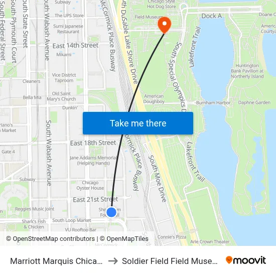 Marriott Marquis Chicago to Soldier Field Field Museum map