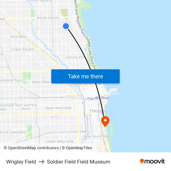 Wrigley Field to Soldier Field Field Museum map