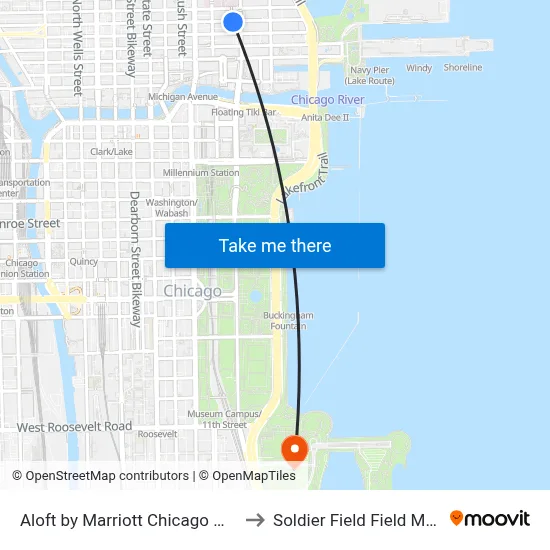 Aloft by Marriott Chicago Mag Mile to Soldier Field Field Museum map