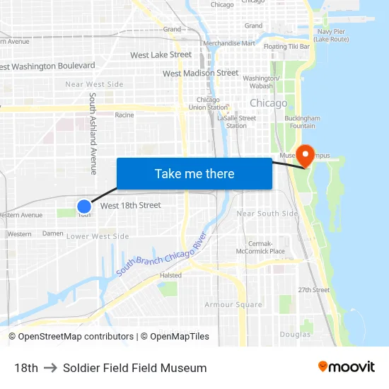 18th to Soldier Field Field Museum map
