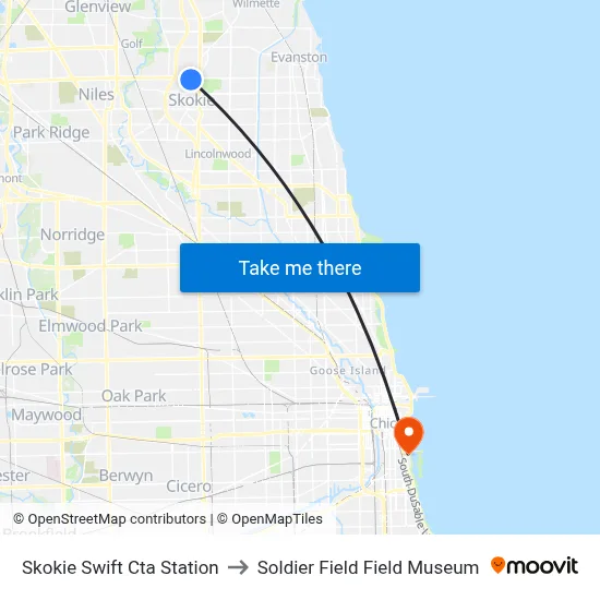 Skokie Swift Cta Station to Soldier Field Field Museum map