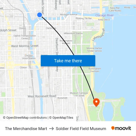 The Merchandise Mart to Soldier Field Field Museum map