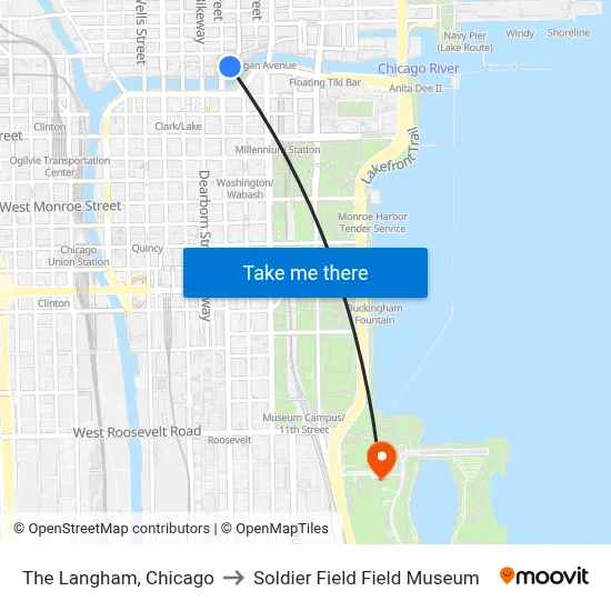 The Langham, Chicago to Soldier Field Field Museum map