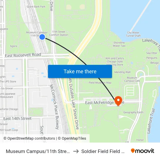 Museum Campus/11th Street Station to Soldier Field Field Museum map