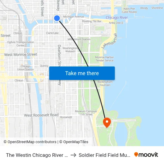 The Westin Chicago River North to Soldier Field Field Museum map