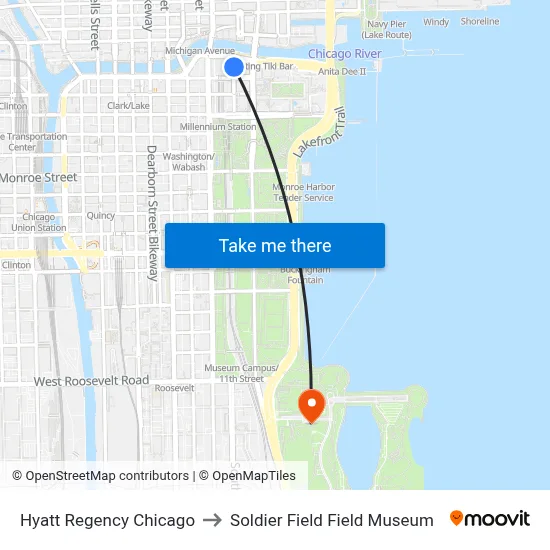 Hyatt Regency Chicago to Soldier Field Field Museum map