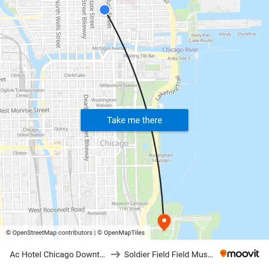 Four Points Sheraton to Soldier Field Field Museum map