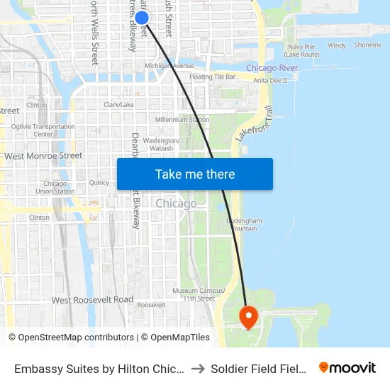 Embassy Suites by Hilton Chicago Downtown to Soldier Field Field Museum map