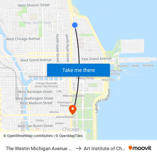 The Westin Michigan Avenue Chicago to Art Institute of Chicago map