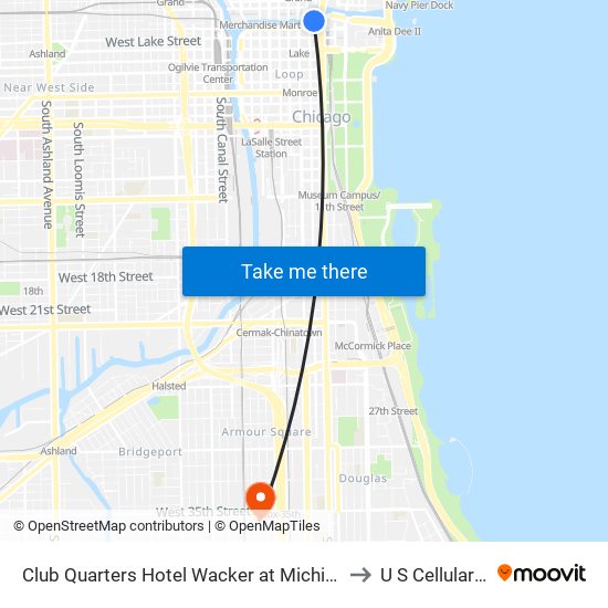 Club Quarters Hotel Wacker at Michigan Chicago to U S Cellular Field map