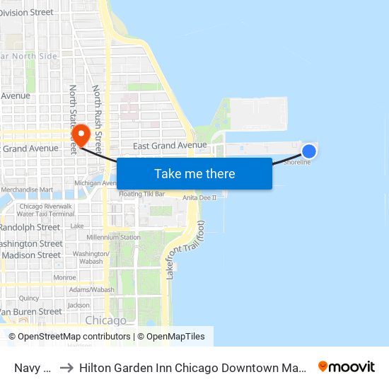 Navy Pier to Hilton Garden Inn Chicago Downtown Magnificent Mile map