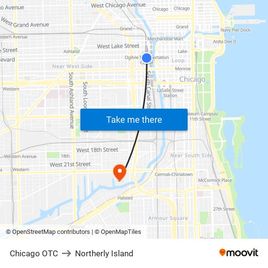 Chicago OTC to Northerly Island map