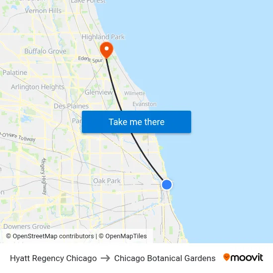 Hyatt Regency Chicago to Chicago Botanical Gardens map