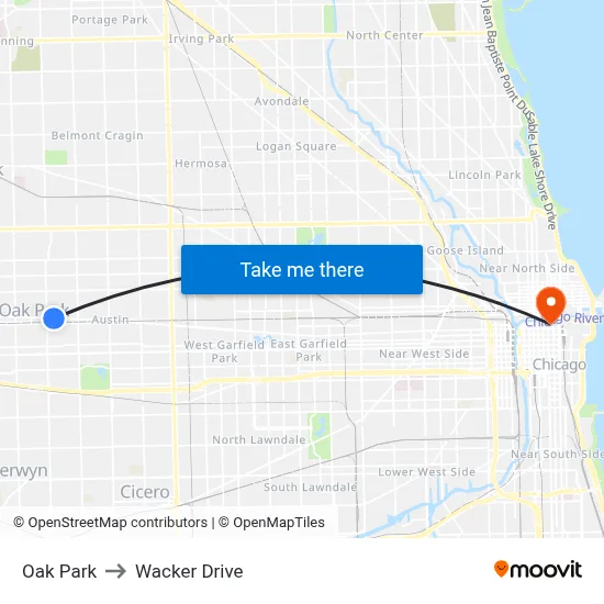 Oak Park to Wacker Drive map