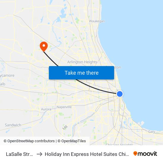 LaSalle Street Station to Holiday Inn Express Hotel Suites Chicago Algonquin an IHG Hotel map