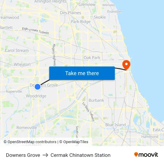 Downers Grove to Cermak Chinatown Station map