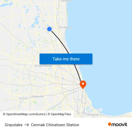 Grayslake to Cermak Chinatown Station map