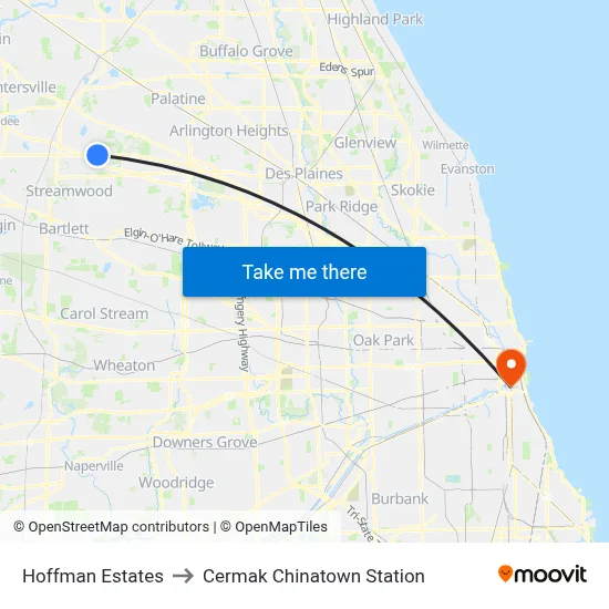 Hoffman Estates to Cermak Chinatown Station map