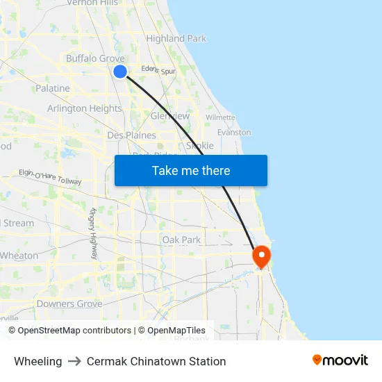 Wheeling to Cermak Chinatown Station map