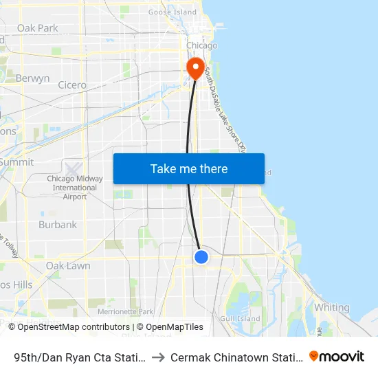 95th/Dan Ryan Cta Station to Cermak Chinatown Station map