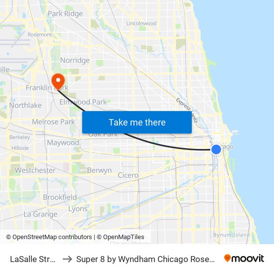 LaSalle Street Station to Super 8 by Wyndham Chicago Rosemont O Hare SE River Grove map