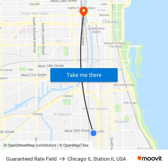Guaranteed Rate Field to Chicago IL Station IL USA map