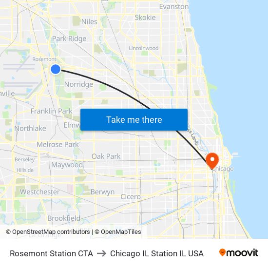 Rosemont Station CTA to Chicago IL Station IL USA map