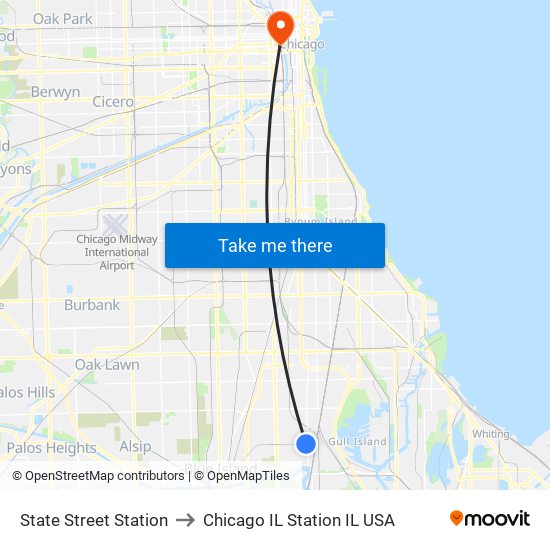 State Street Station to Chicago IL Station IL USA map