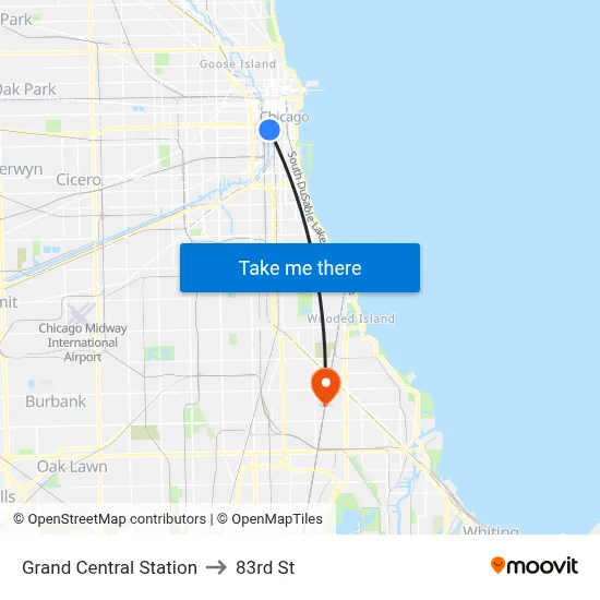 Grand Central Station to 83rd St map