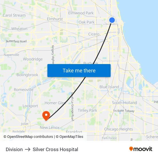 Division to Silver Cross Hospital map