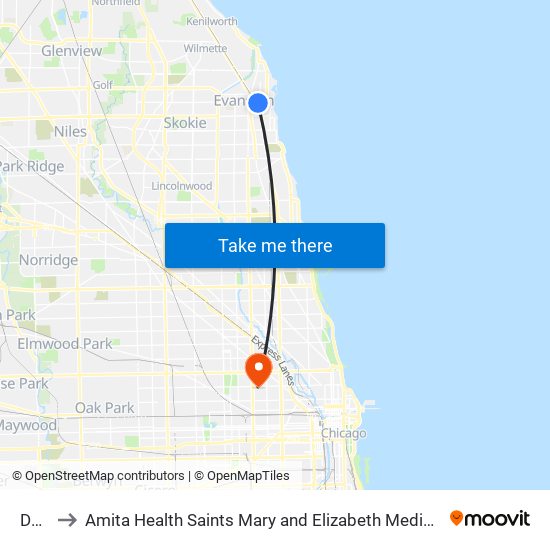 Davis to Amita Health Saints Mary and Elizabeth Medical Center Chicago map
