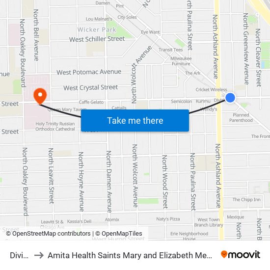 Division to Amita Health Saints Mary and Elizabeth Medical Center Chicago map