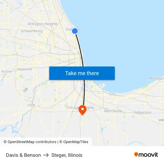 Davis & Benson to Steger, Illinois map