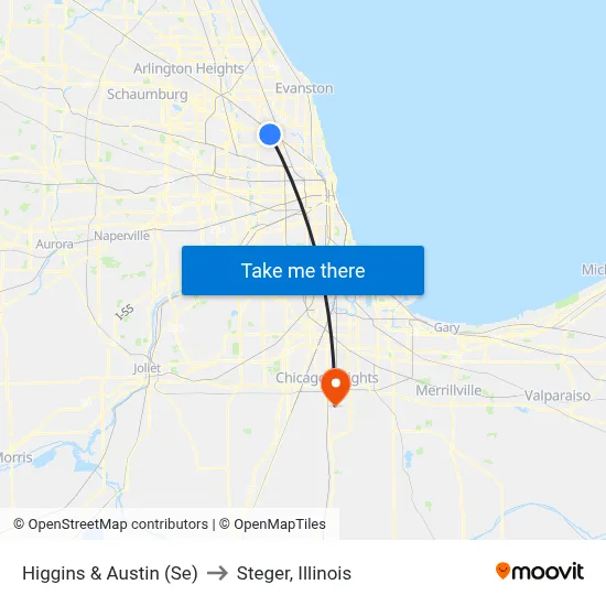 Higgins & Austin (Se) to Steger, Illinois map
