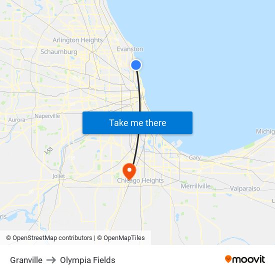 Granville to Olympia Fields map