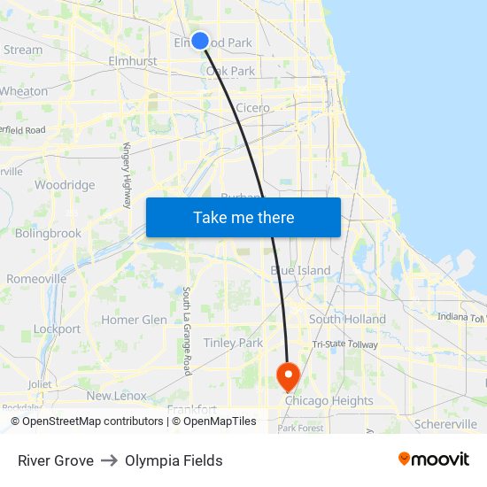 River Grove to Olympia Fields map