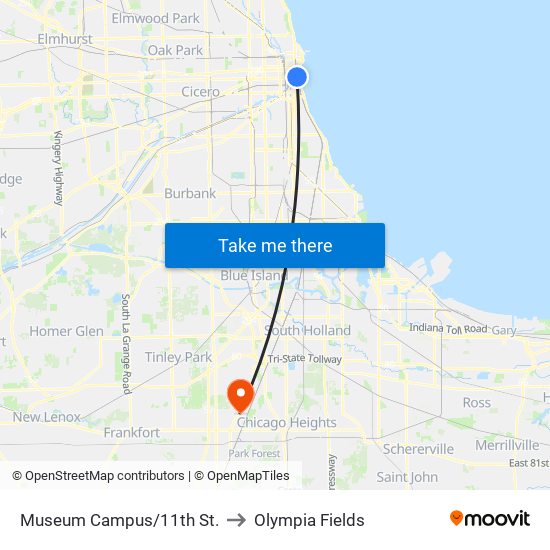 Museum Campus/11th St. to Olympia Fields map