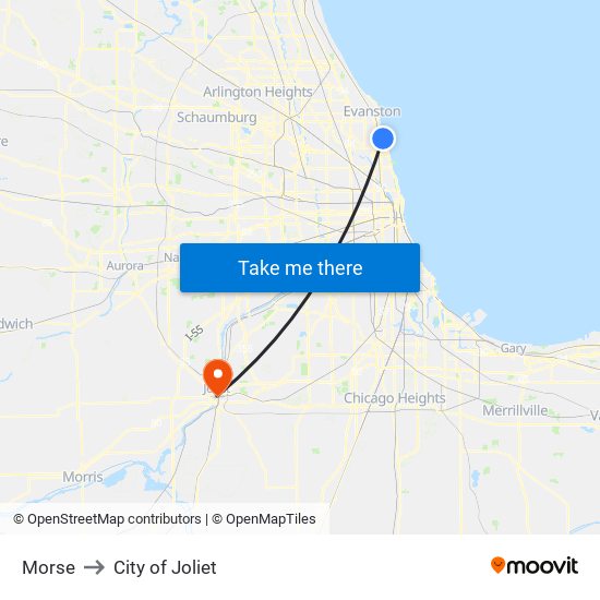 Morse to City of Joliet map