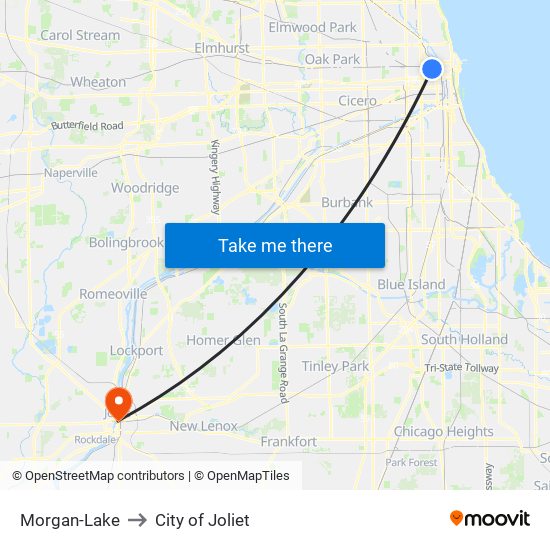 Morgan-Lake to City of Joliet map