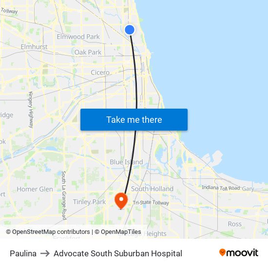 Paulina to Advocate South Suburban Hospital map