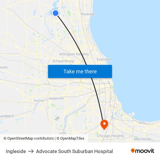 Ingleside to Advocate South Suburban Hospital map