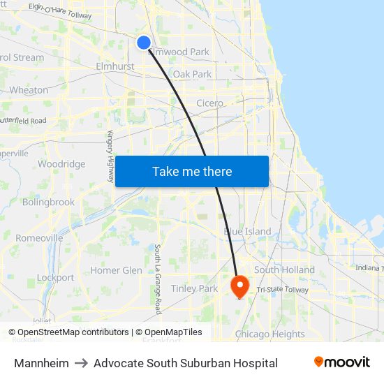 Mannheim to Advocate South Suburban Hospital map