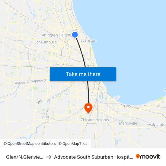 Glen/N.Glenview to Advocate South Suburban Hospital map