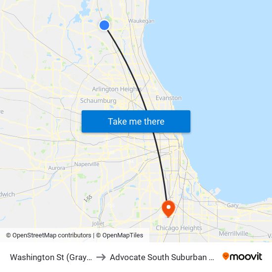 Washington St (Grayslake) to Advocate South Suburban Hospital map