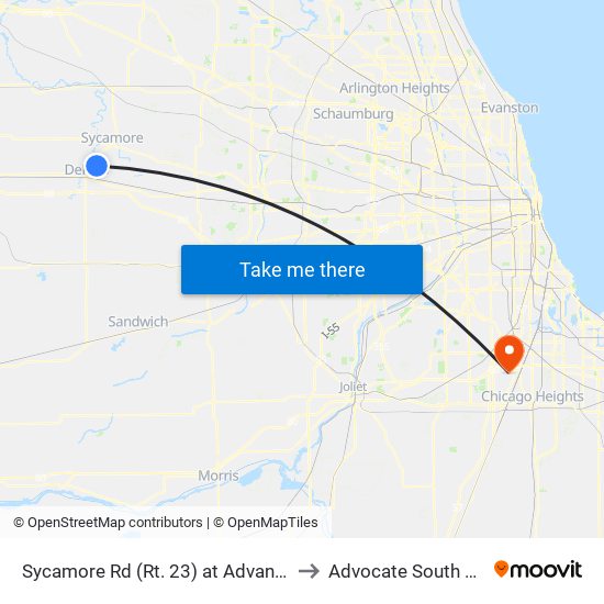 Sycamore Rd (Rt. 23) at Advance Auto Parts - Sb Stop #565 to Advocate South Suburban Hospital map