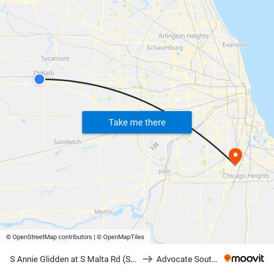 S Annie Glidden at S Malta Rd (Schnuck's Shopping Ctr.) - Sb Stop #542 to Advocate South Suburban Hospital map