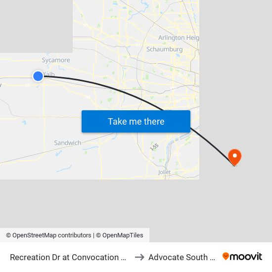 Recreation Dr at Convocation Center Lot #3 - Eb - Stop #460 to Advocate South Suburban Hospital map